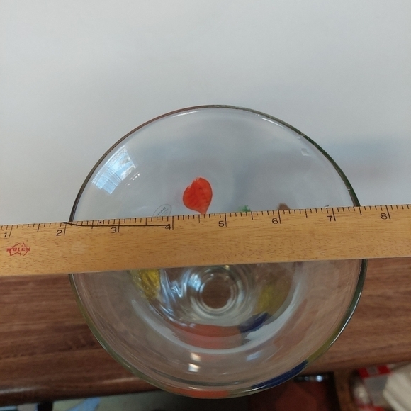 Vintage* Hand-blown Colourful Dansk Feathered Glass Tulip Vase - Picture 8 of 8